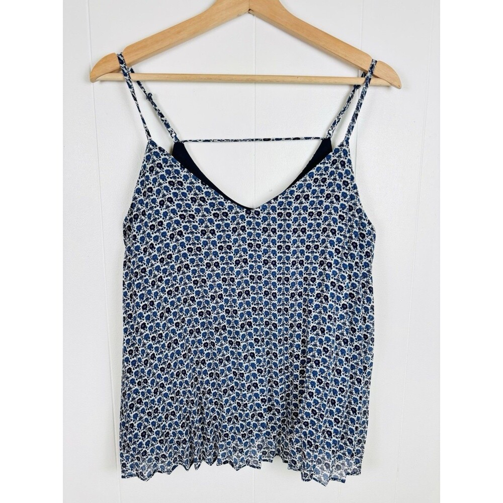 Skies are‎ Blue Women's Size Small Swing Tank Top Pleated Blue Floral Strappy